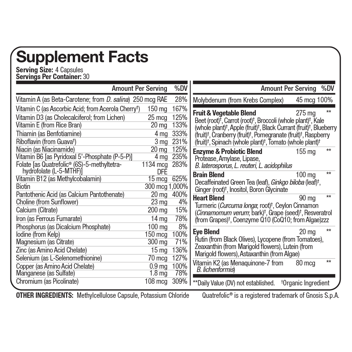 Nutrivein Whole Food Multivitamin for Men & Women – 120 Vegan Multivitamin Caps for Adults