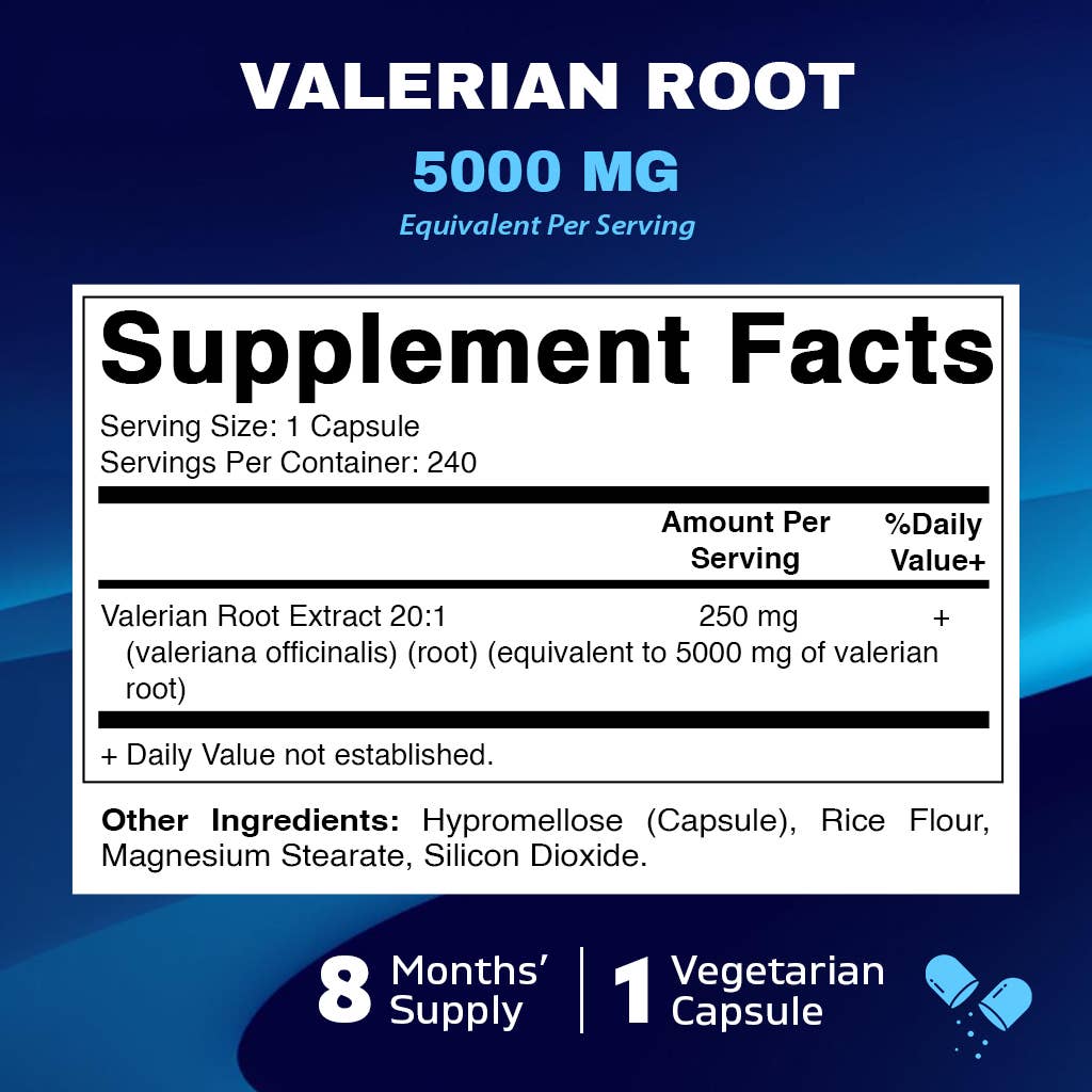 Vitamatic Valerian Root 5000 mg | 240 vegetable capsules