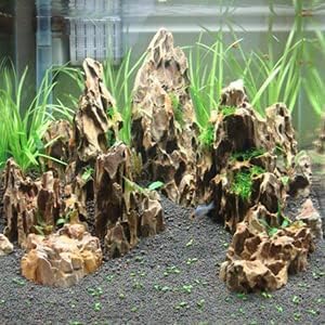 PINVNBY Dragon Stone Ohko Natural Aquarium Rocks - Mixed Sizes Perfect for Reptile & Amphibian Tanks - 4.5 lbs
