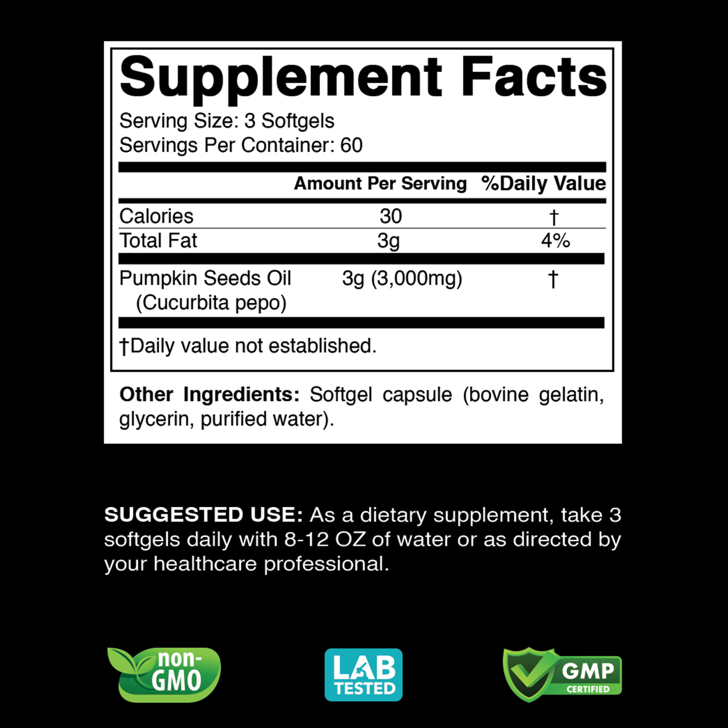 Vitabod | Cold Pressed Pumpkin Seed Oil 3000mg|180 Softgels