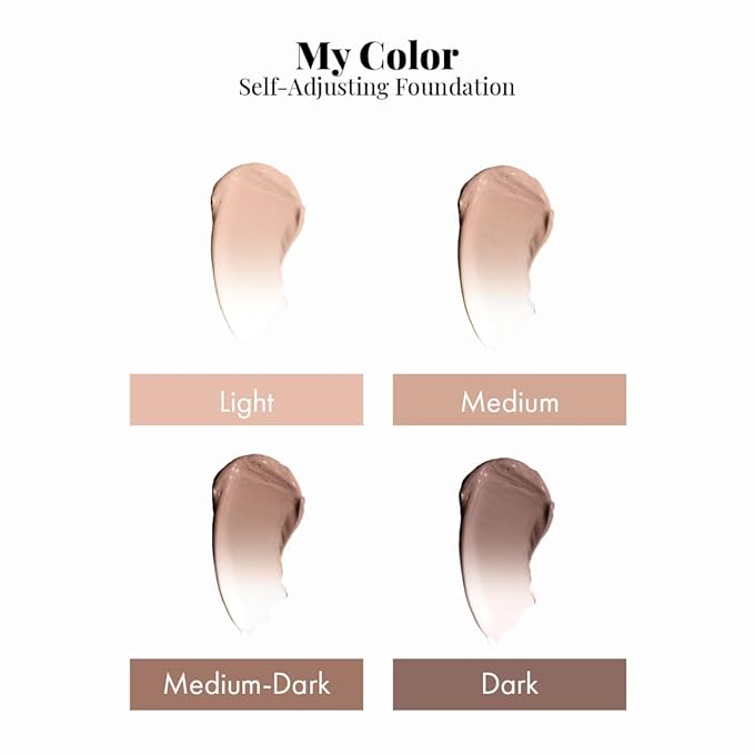 Jerome Alexander My Color Self-Adjusting Foundation, Hydrating & Lightweight Face Makeup, Skincare-Infused, with Kabuki Brush, Light, 1 oz