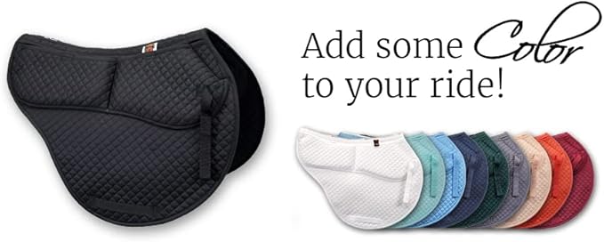 ECP Equine Comfort Products All-Purpose Contoured Correction Saddle Pad with Adjustable Memory Foam Inserts for Custom Support, Non-Slip, Shock Absorbing, 22β Spine, 19.5β Drop