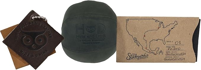 Hide & Drink, Stress Ball, Relieve Fidgeting and Anxiety, Exercise Hand, Squishy Tension Accessory, Great for The Office, Classic Style, Full Grain Leather, Handmade, Dark Jade