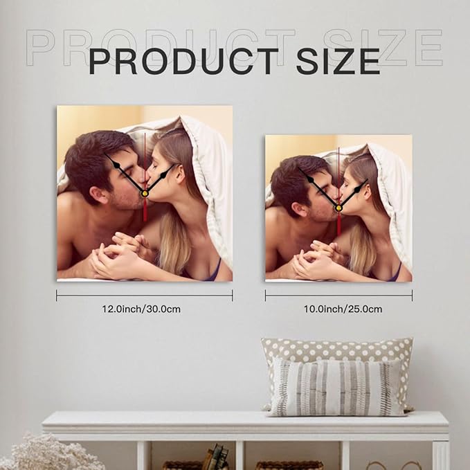 Generic Custom Clocks for Walls Personalized Clocks with Photo Text Logo That PVC Customized Round Silent Clock for Living Room Family Friends Gifts, 10inch-25cm