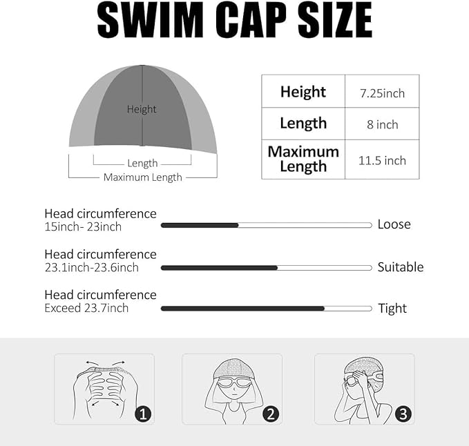 Tripsky Silicone Swim Cap,Comfortable Bathing Cap Ideal for Curly Short Medium Long Hair, Swimming Cap for Women and Men, Shower Caps Keep Hairstyle UnchangedâŚ