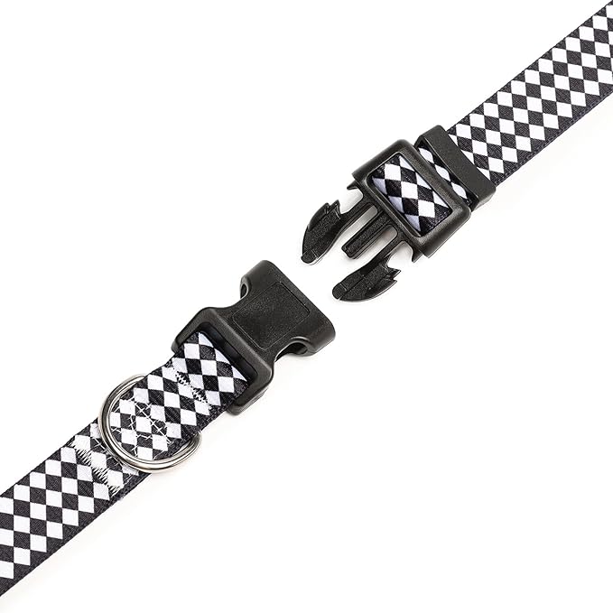 Mercano Adjustable Dog Collar - Special Design Patterns, Soft Nylon Comfortable Durable Pet Collar for Small Medium Large Dogs (S, Rhomb)
