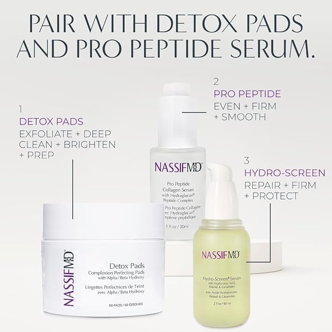 NassifMD Hydro-Screen Hydrating Serum with Hyaluronic Acid & Ceramides β Lightweight, Fast-Absorbing Formula for Smooth, Plump, Moisturized Skin β Ideal for Dry or Sensitive Skin