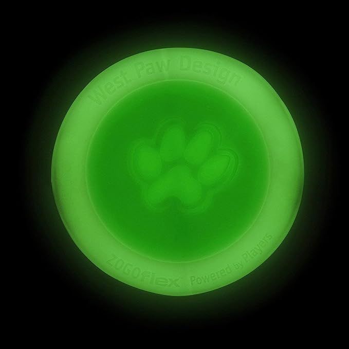 WEST PAW Zogoflex Zisc Dog Flying Disc, High Flying Aerodynamic Disc for Dogs Puppy β Lightweight, Floatable Disc for Fetch, Tug of War, Catch, Play β Doubles as Food/Water Bowl, Small 6.5", Glow