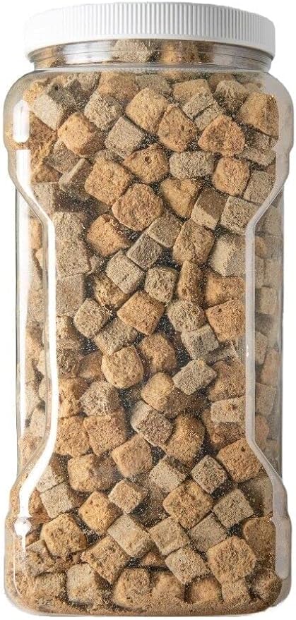 Aquatic Foods Inc. Freeze Dried Floating Brine Shrimp and Tubifex Cubes for All Tropical Fish, Marine Fish, Discus, Cichlids, Koi & Pond Fish, Turtles…5oz Med Jar
