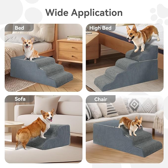 ๐ฑ ๐ฆ๐๐ฒ๐ฝ๐ Dog Stairs for High Beds, 21.3" Tall Pet Steps for Small to Large Dogs & Cats, Waterproof with Removable Cover & PE Support Board for Bed, Couch, or Car