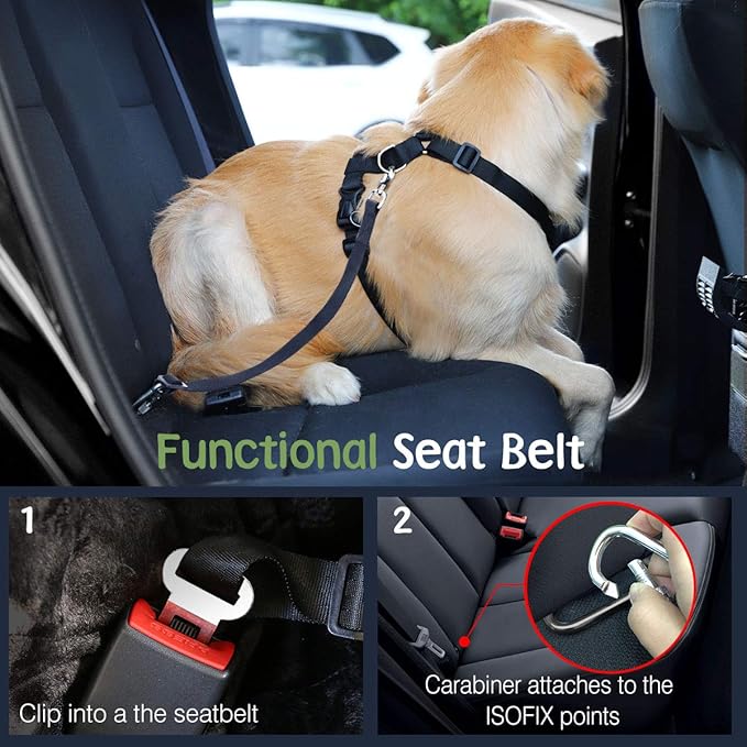 Dog Seat Belt, Safety Vest Dog Car Harness with Adjustable Buckle Dog Seat Belt for Vehicle Nylon Pet Safety Seat Belts Heavy Duty(XL, Purple)