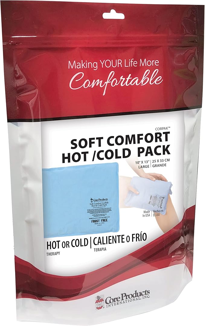 Core Products Soft Comfort CorPak β Reusable Hot & Cold Therapy Pack, Ice Pack for Injuries, No-Frost Compress for Muscle, Back & Joint Pain Relief β 10" x 13", Made in USA