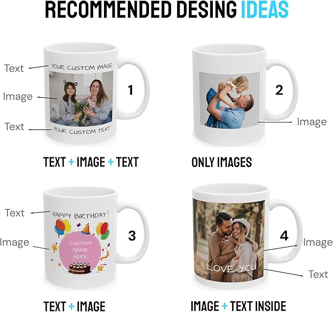 Personalized Coffee Mug β Custom Photo, Text, or Logo Ceramic Mug Tea Cup | Taza Personalizada with Picture or Message | Customized Gift Idea for Men & Women, Mom, Dad, Friends - White/Green | 11oz