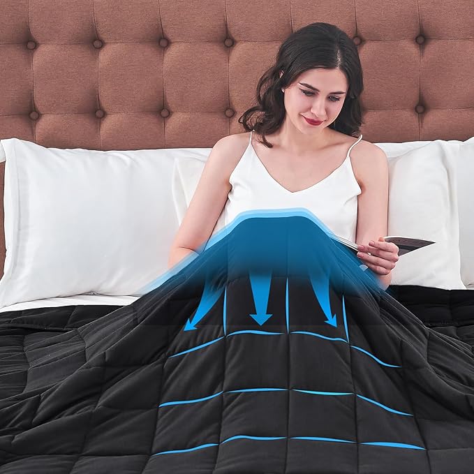 King Size Weighted Blanket for Adults (25 lbs, 80” x 87”, Black) Cooling Heavy Blanket for Sleeping Perfect for 240-260 lbs, Breathable Blanket for Adults & Couple All Season, Machine Washable
