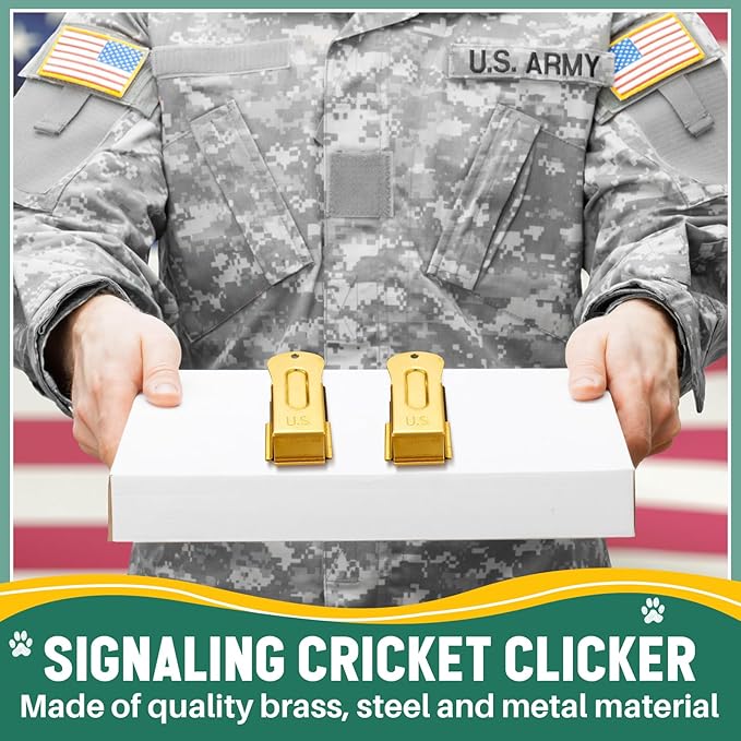 2 Pieces Brass Pet Training Clicker Signaling Cricket Clicker Metal Dog Clicker for Puppy Cats Trainer Pet Owners (Gold)