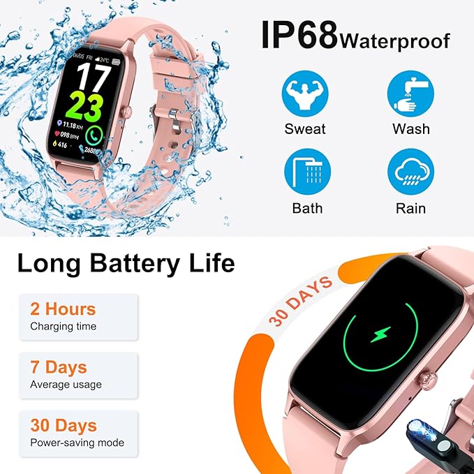 Smart Watch for Women(Answer/Make Call), 2025 HD Fitness Activity Tracker 1.57ā Smartwatch with Heart Rate/Sleep Monitor/Pedometer/Calories/110+ Sports, IP68 Waterproof Fitness Watch for Android iOS