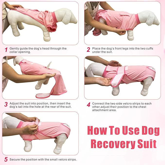 Idepet Dog Recovery Suit Female,Dogs Onesie Suit Surgery Male Breathable Pet Bodysuit for Spay Neuter E-Collar & Cone Alternative Surgical Suit Puppy Abdominal Anti Licking Wounds Shirt (Pink, L)