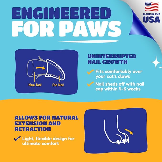 Soft Claws Cat Nail Caps for Medium Cats – (40 Caps, Sparkle Variety) - Made in USA - Veterinarian-Developed | Protects Furniture & Skin - Easy to Apply, Long-Lasting Anti-Scratch Soft Cat Claw Covers