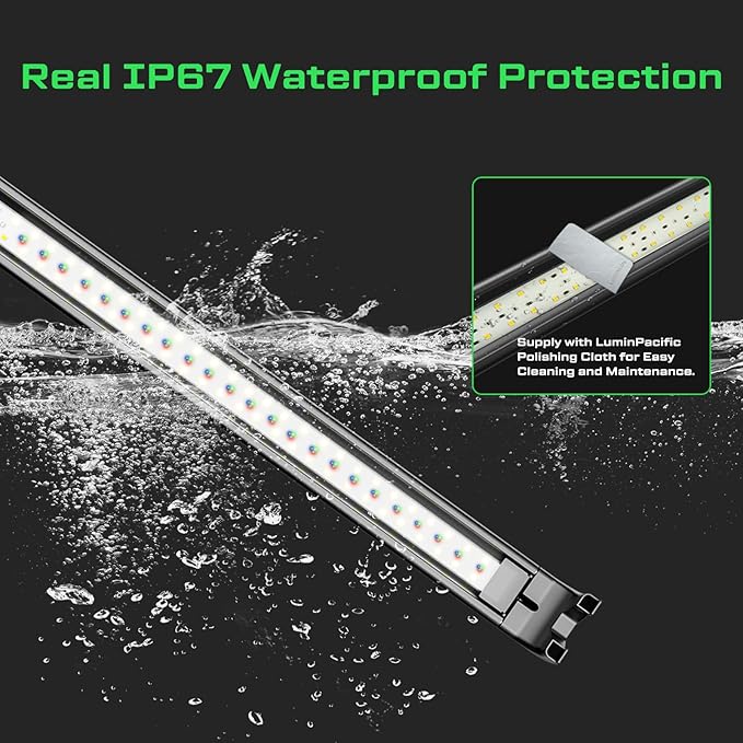LED Aquarium Light with Remote, IP67 Waterproof Freshwater Planted Grow Light, Full Spectrum Fish Tank Light with Timer, Dimmable RGB+W, Upgrade Appearance, High Performance (30-35inch)