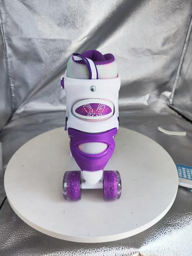 Kids Roller Skates for Girls-Outdoor 4 Size Adjustable Butterfly Quad Rollerskates for Indoor Ages 3-12 Years Beginners Children's Birthday Gift with Light Up Wheels patines para niƱas Indoor
