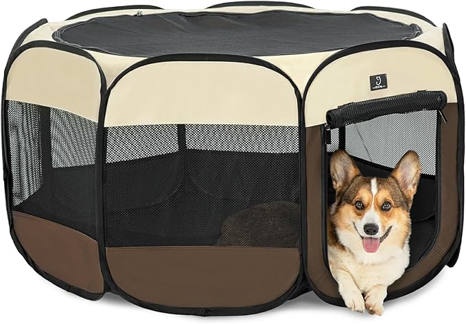 A4Pet Puppy Playpen, 39.5β Pet Playpen with Bowl, Suitable for Puppies, Kittens, and Small Animals, Removable Zipper & Mesh Panel(16βW Γ 10βH)