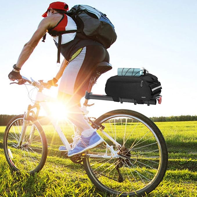 MOSISO Bike Rack Bag, Waterproof Bicycle Trunk Pannier Rear Seat Pouch Cycling Bike Carrier Backseat Storage Luggage Saddle Shoulder Bag