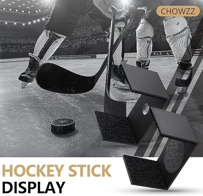 Hockey Stick Display Holder Wall Mount, Hockey Stick Storage Rack, Ice Hockey Stick Hangers for Hockey Room Decor Boys, Supports VerticalăDiagonalăHorizontal Display- Black