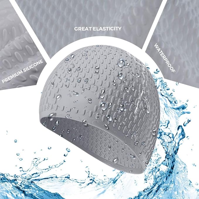 Tripsky Silicone Swim Cap,Comfortable Bathing Cap Ideal for Curly Short Medium Long Hair, Swimming Cap for Women and Men, Shower Caps Keep Hairstyle UnchangedâŚ