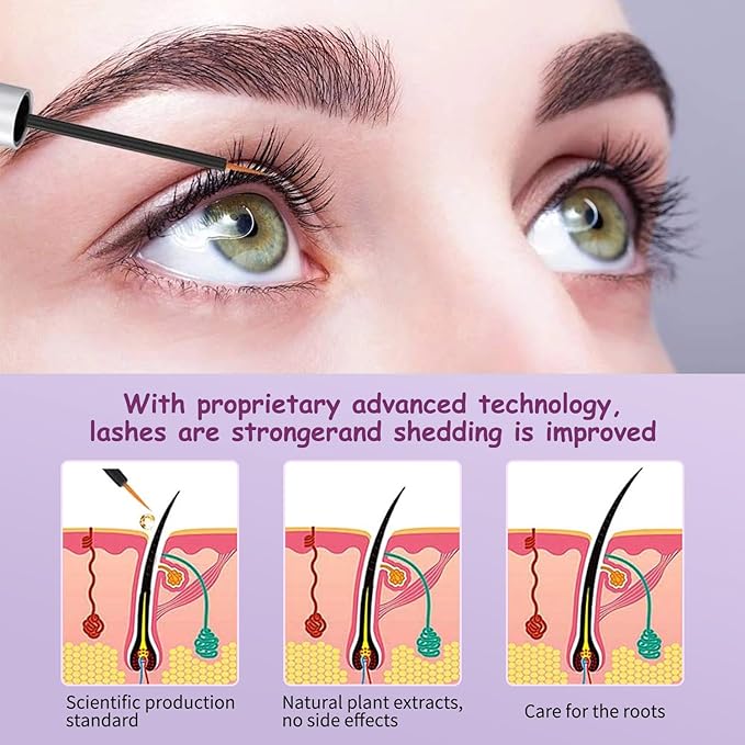 Eyelash Growth Serum Volumizing Lash Serum For Eyelash Growth Longer & Thicker Lash Enhancing serum With Natural Formula Vegan & Cruelty-Free (5mL)