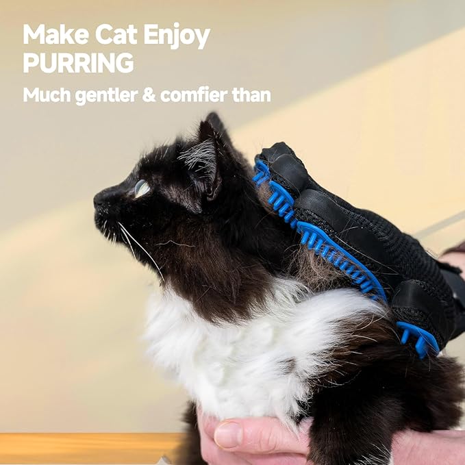 Pet Hair Remover & Pet Grooming Gloves Set - Deshedding Brush for Cats/Dogs, Reusable Lint Roller Brush for Cats,Dogs - Furniture, Car, Couch, Clothes and Bedding