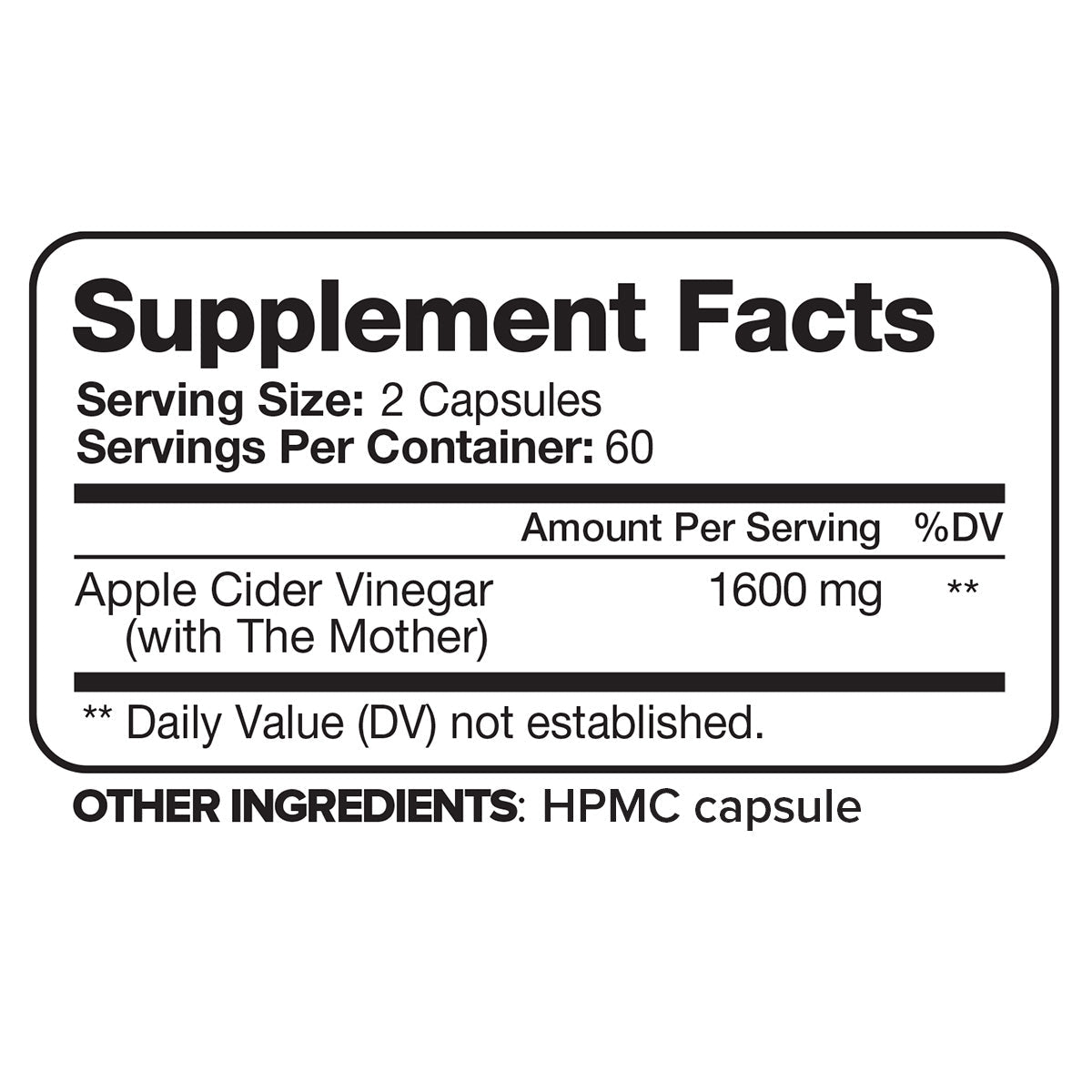 Nutrivein Premium Apple Cider Vinegar Supplements with Mother - 1600 mg - 120 Capsules