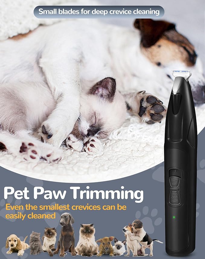 LEYOUFU Dog Clippers for Grooming, 2 Speed Dog Paw Trimmer with LED Light, Rechargeable Low Noise Pet Shaver for Trimming Dogs Cats Hair Around Paws, Eyes, Ears, Face, Rump (Black)