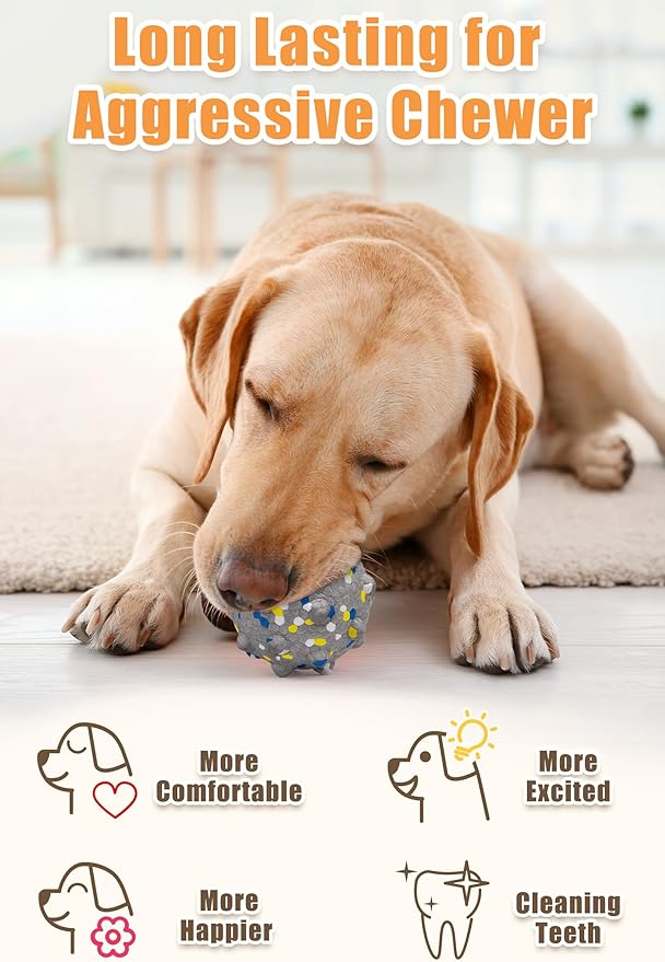 1.96'' Dog Balls for Dogs Aggressive Chewers Indestructible Tennis Durable Bouncy Interactive Dog Toy Balls for Fetch Game Floating Training(Grey Small)