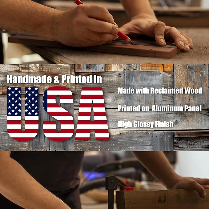 MUNDAZE Custom Portrait Metal Print on Reclaimed Wood Pallet Frame – Personalized Family Photo Gift – Glossy Aluminum Wall Art Keepsake – Made and Shipped in USA (16 x 12)