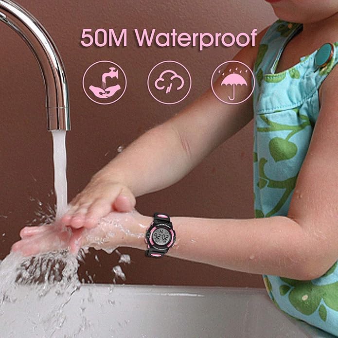 Kids Watch,Boys Watch for 3-15 Year Old Boys,Digital Sport Outdoor Multifunctional Chronograph LED 50 M Waterproof Alarm Calendar Analog Watch for Children with Silicone Band,Kids Gift