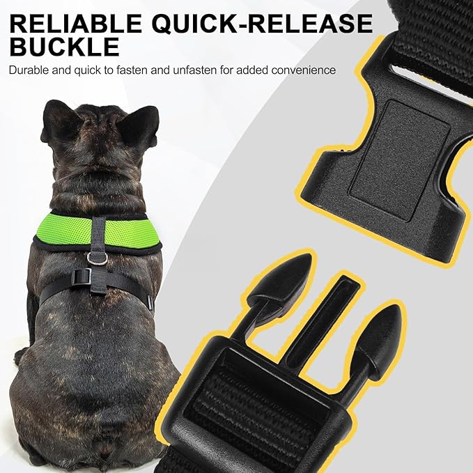 BINGPET No Pull Dog Harness,Soft Mesh Breathable All Weather Vest Harness,Safety Protection Design Durable Adjustable Step-in Easy Walk Dog Harness for Small Medium Large Dogs(Green,L)