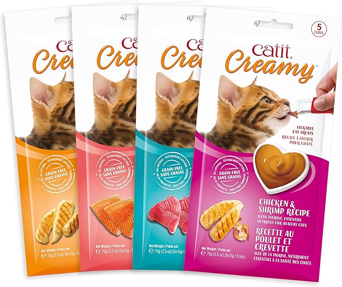 Catit Creamy Lickable Cat Treat β Hydrating and Healthy Treat for Cats of All Ages - Chicken & Liver, 5-Pack