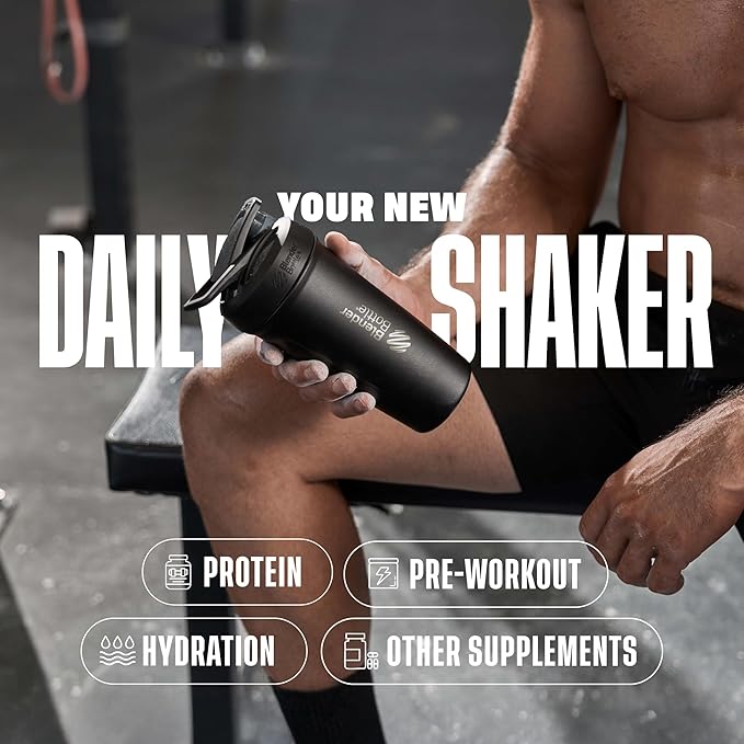 BlenderBottle Sport Insulated Stainless Steel Shaker Bottle with Wire Whisk, 24-Ounce, Pink – Protein Shakes & Hydration for Athletes & Fitness Enthusiasts, Easy Mixing, Keeps Drinks Cold, Lockable Lid