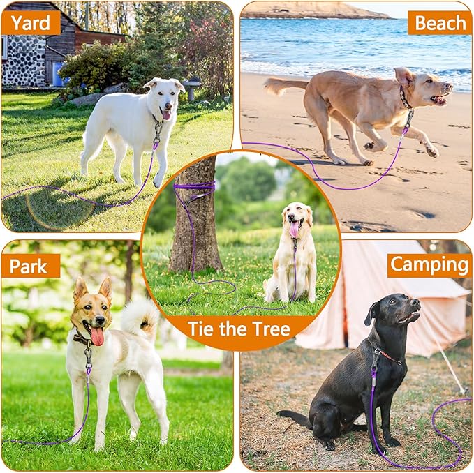 XiaZ Dog Tie Out Cable 50 Feet, Dog Runner for Yard Steel Wire Pet Cable Tether Line, Dogs Chains Heavy Duty for Outside Hold Large Dogs Up to 250 LBS