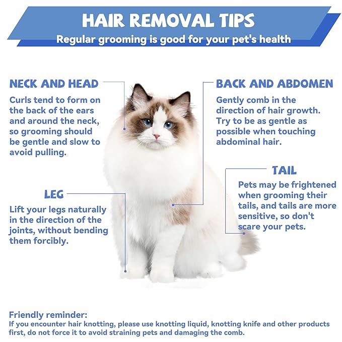 8.5 Inch Upgrade Black Professional Cat Comb,Dual-Tooth Pet Grooming Comb Anti-Static Smooth Rounded Corners Prevent Friction Breakage and Irritation,Removing Tangles,Knots,Undercoat and Excess Hair