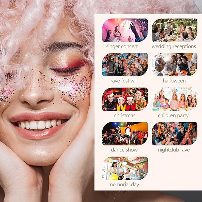 6PCS Red Face Body Glitter Gel,Holographic Chunky Sequins Body Glitter Paint for Party Singer Concerts Music Festival Rave Accessories for Girls Women Face Body DIY Sparkling Makeup