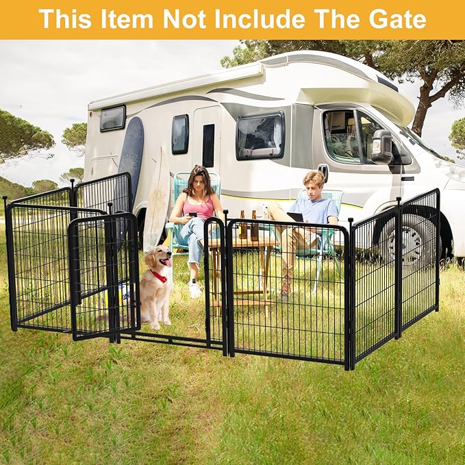 Doorless 48 in(H) Decorative Garden Fence and Borders, 12 Panels Total 26.6 Ft(L), Outdoor Dog Fence, Fencing for Garden Beds, Dog Play Pen Outdoor, Flower Bed Fencing, Black