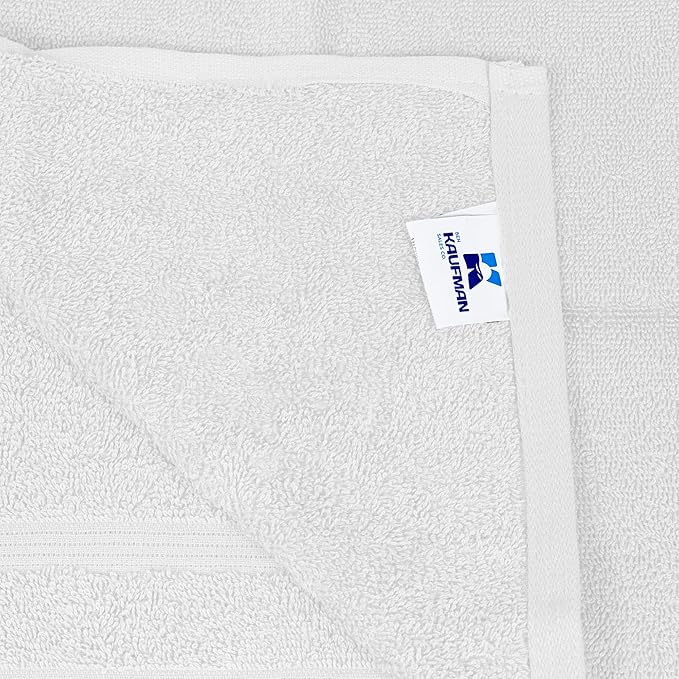 Kaufman - Premium Hand Towels Set for Bathroom, Spa, Gym, and Face Towel 100% Cotton Ring Spun, Ultra Soft Feel and Highly Absorbent Towels (White, 36-PK)