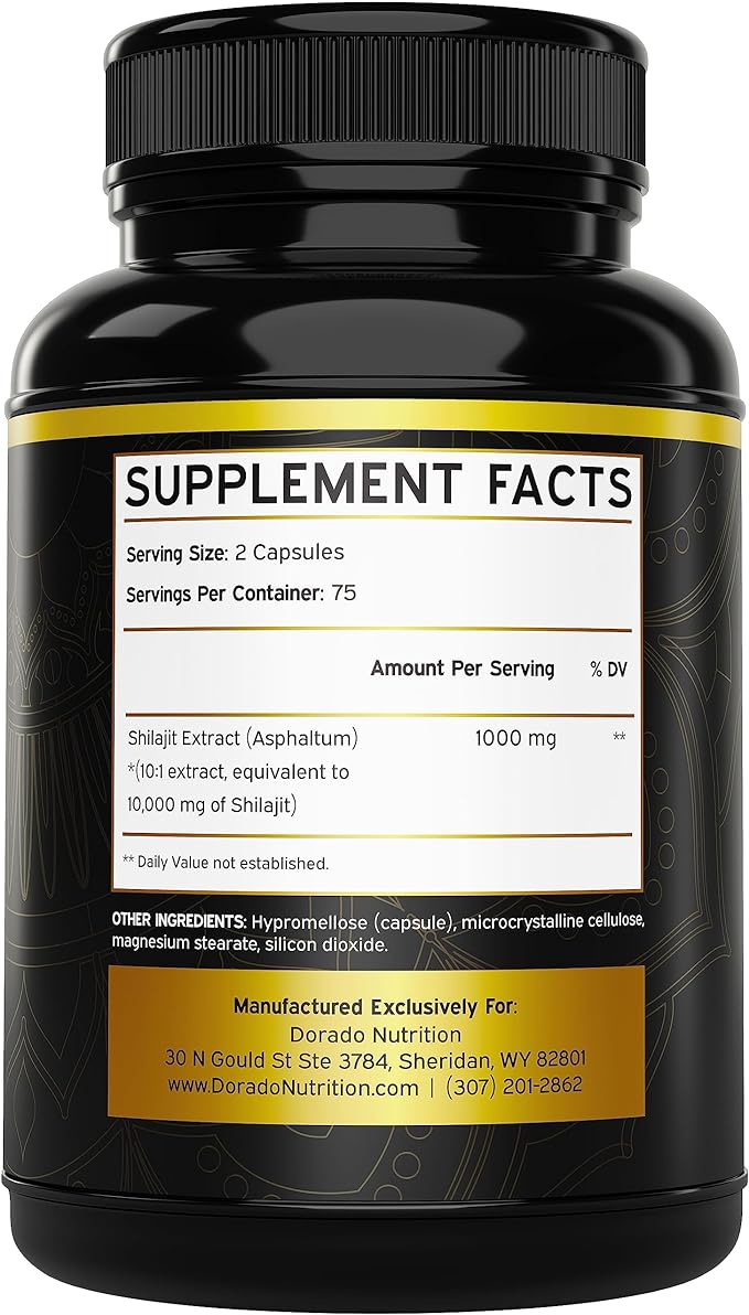 Pure Shilajit 10000mg 150 Caps Asphaltum Naturally Occurring Fulvic Acid Non GMO