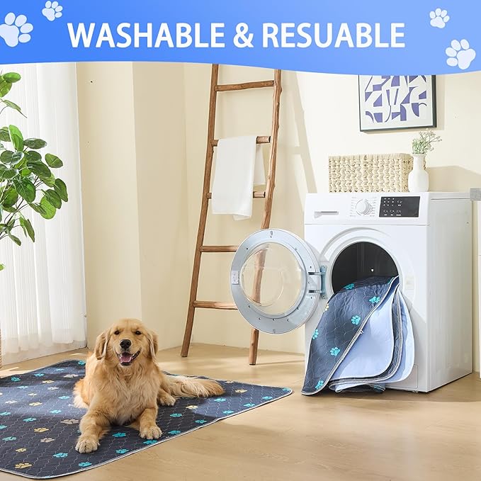 Aitmexcn Washable Puppy Dog Pee Pad, 100% Waterproof Whelping Training Mat for Puppy/Senior Dog, Fast Drying Reusable Puppy Pads for Indoor, Outdoor and Car Travel- 72'' x 72''- 2PCS