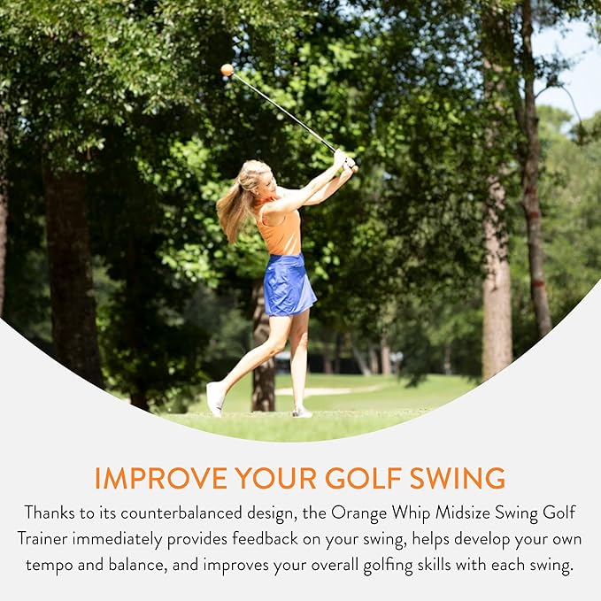 Orange Whip Golf Swing Trainer Aid Patented & Made in USA for Improved Rhythm, Flexibility, Balance, Tempo, and Strength *American Made*