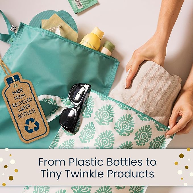 Tiny Twinkle Mess-Proof Waterproof Wet Dry Bag | 2-Pack Reusable Wet Bags for Swimsuits & Baby Clothes | Leakproof Wet Bag for Travel & Diaper Changes for Baby (Cotton Candy)