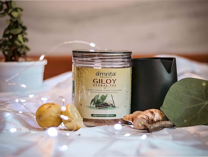 Amrita Naturals Giloy Guduchi Herbal Tea 250g Instant Herbal Powder Caffeine Free Vegan Natural Detox Blend No Artificial Colors or Flavors Plant Based Herbal Mix