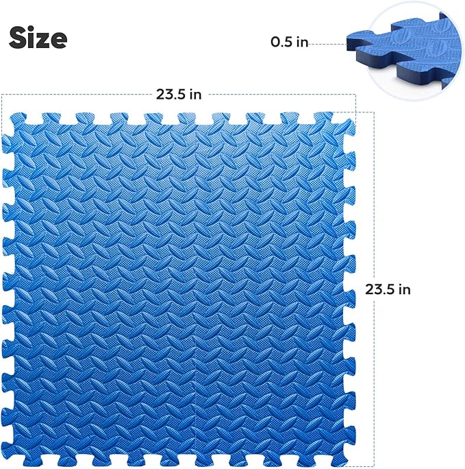 Home Gym Mat, Puzzle Exercise Mat, EVA Interlocking Foam Floor Tiles for Home Workout Equipment and Kids' Play Areas - Grey, 24 in x 24 in x ½ in - 16 Tiles (Grey, 16 Pack, 64 SQ FT)