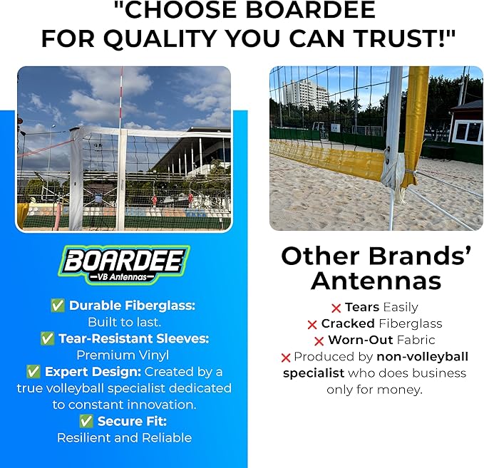 PRO Volleyball Antenna Pole Set β Foldable Fiberglass Volleyball Training Equipment with Hook & Loop Sleeves β Indoor & Beach Sports & Outdoors Accessories β Collapsible Referee Antenna Poles